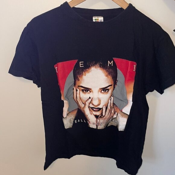 Four Square Promo Tee Women Black Graphic Print Demi Lovato world tour 2014 - Picture 1 of 3